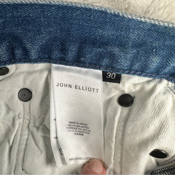 John Elliott Size 30 Mens Blue The Cast 2 Jeans White Paint Speck Speckled Hip - Picture 13 of 15